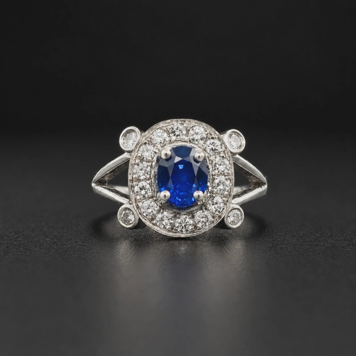 Cincin Berlian Wanita Blue Sapphire Stone ZOCL