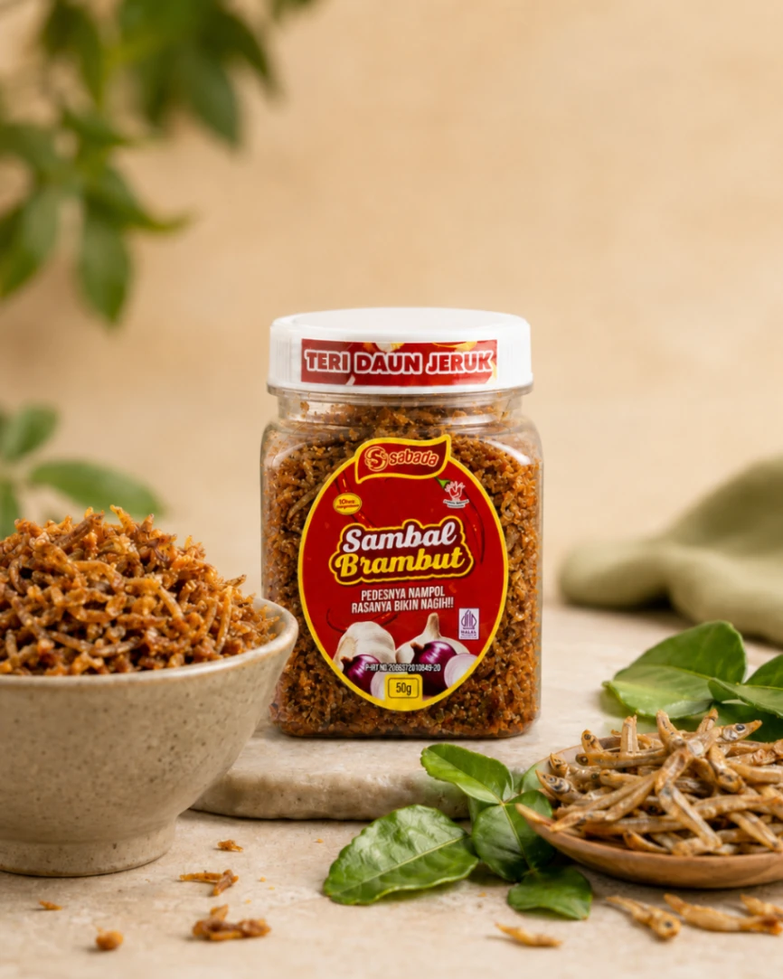 Sambal Brambut Botol 50gr (Teri Daun Jeruk)