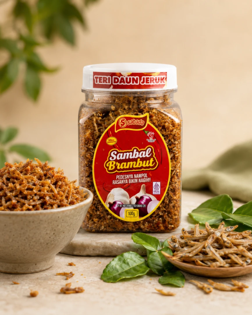 Sambal Brambut Botol 100gr (Teri Daun Jeruk) 