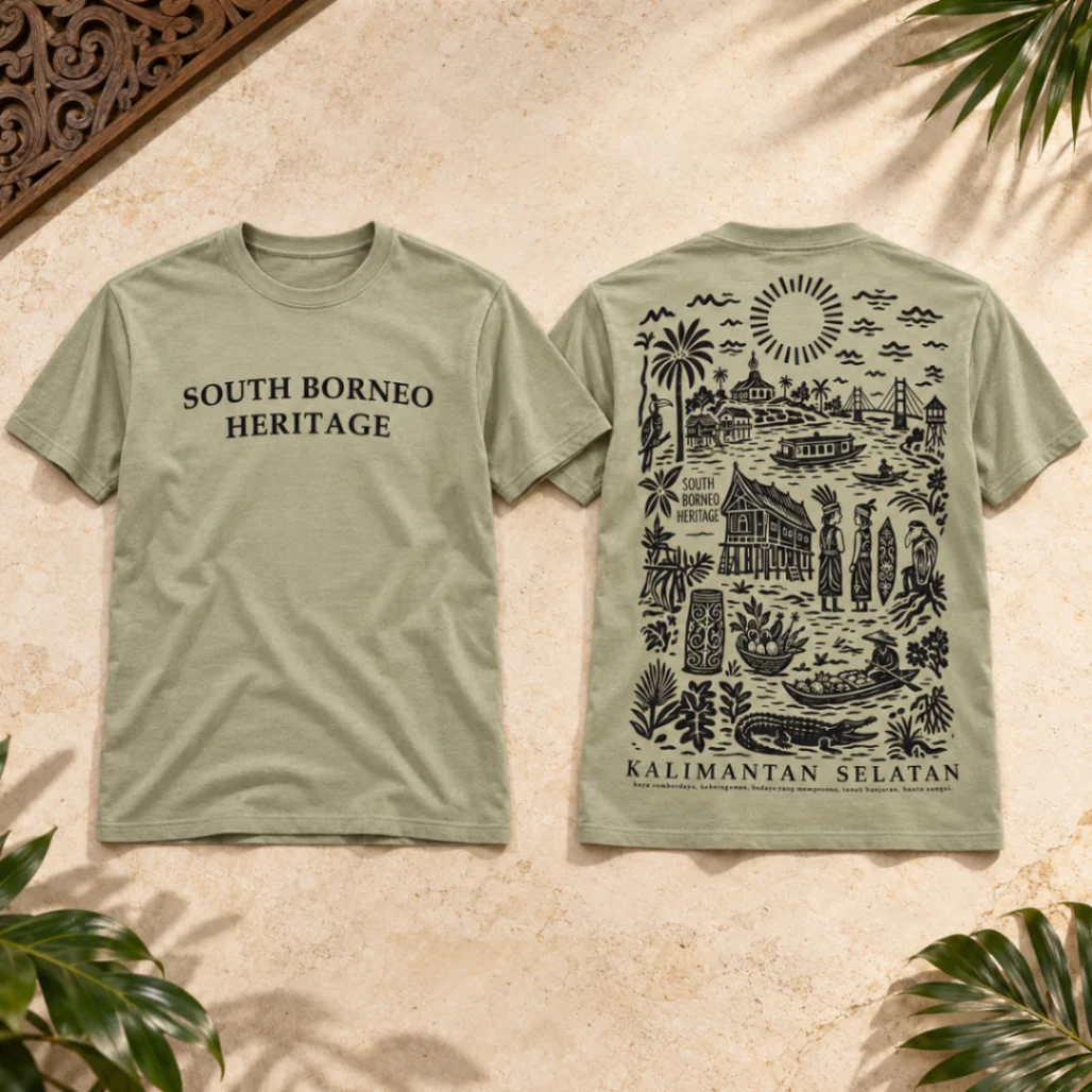 Baju Kaos Premium Edition South Borneo Heritage Sage