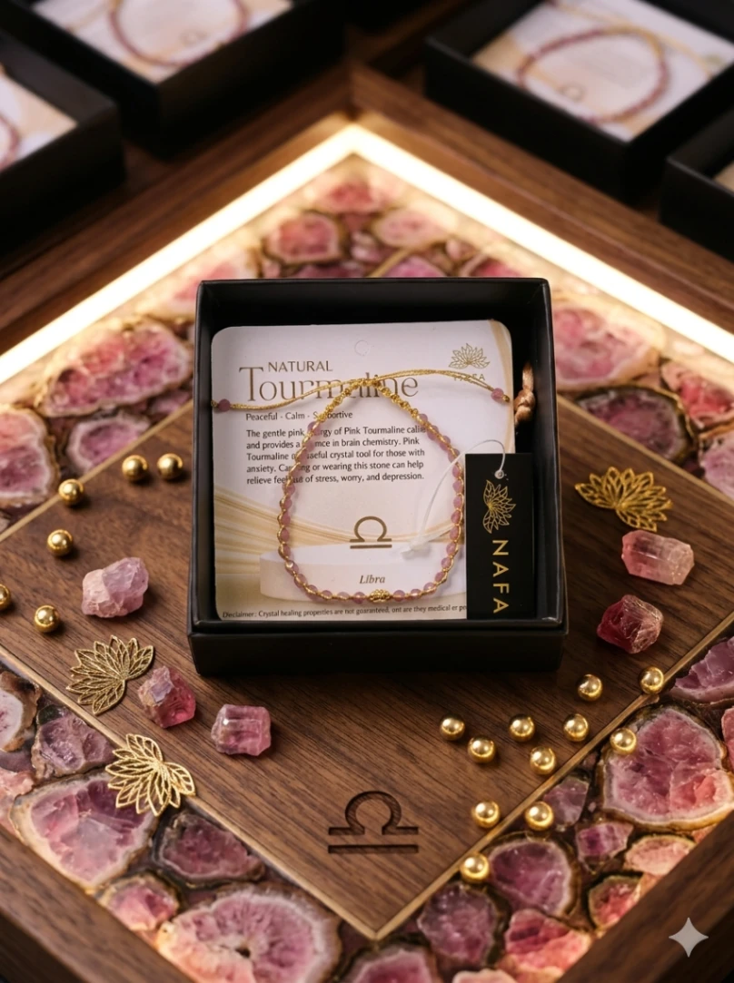 Gelang Natural Pink Tourmaline Gold