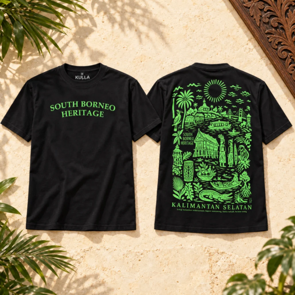 Baju Kaos Premium Edition South Borneo Heritage Hitam